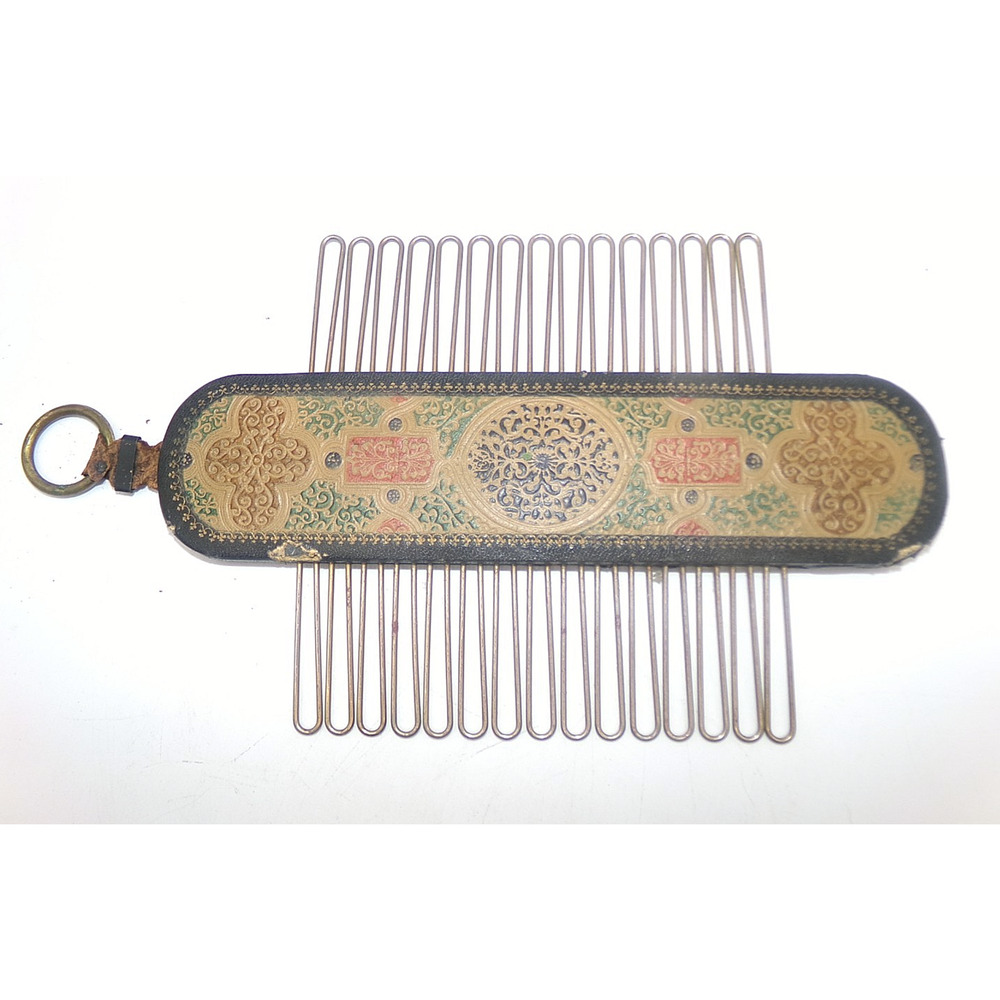 Vintage Tooled Leather Tie Rack Display With Gold Accents Vintage Display piece